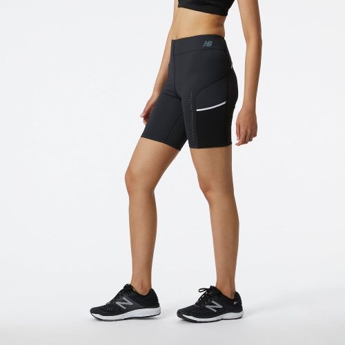 New Balance Women'Q Speed Utility Fitted Short - BlackToe Running#colour_black