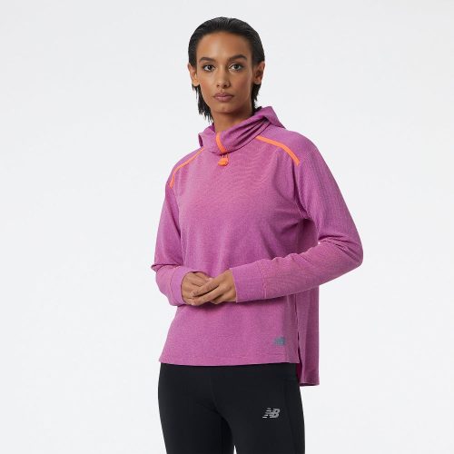 New Balance Women's Q Speed Shift Hoodie - BlackToe Running#colour_magenta-pop-heather